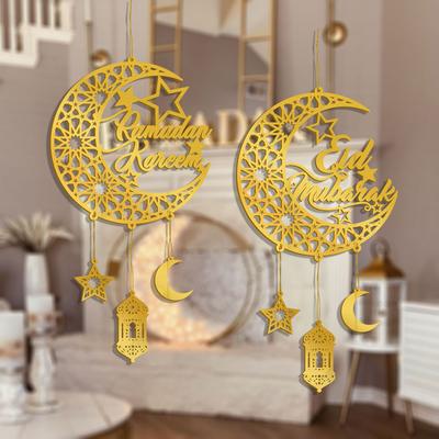 1PC Acrylic Ramadan Kareem Moon Star Wall Pendant Eid Mubarak Ornaments for Home Eid Al Fitr Muslim Islamic Holiday Party Decor