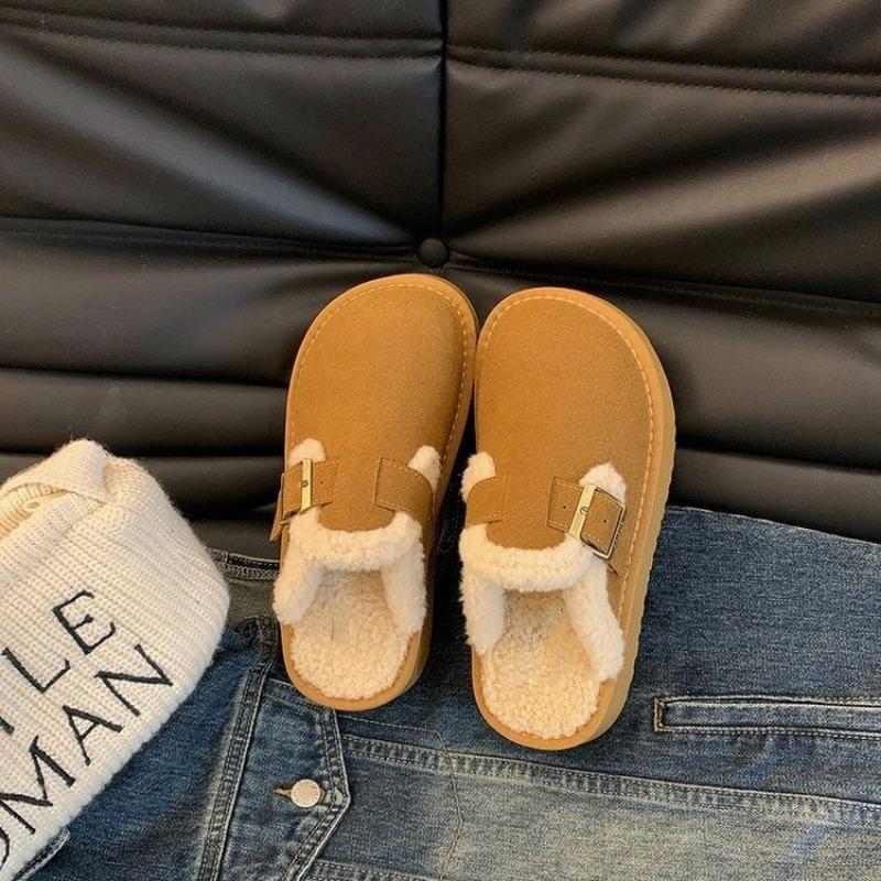 2024 House Slippers Platform Fur Flip Flops  Shoes Woman Winter Footwear Cover Toe Plush New Slides Snow Boots Winter