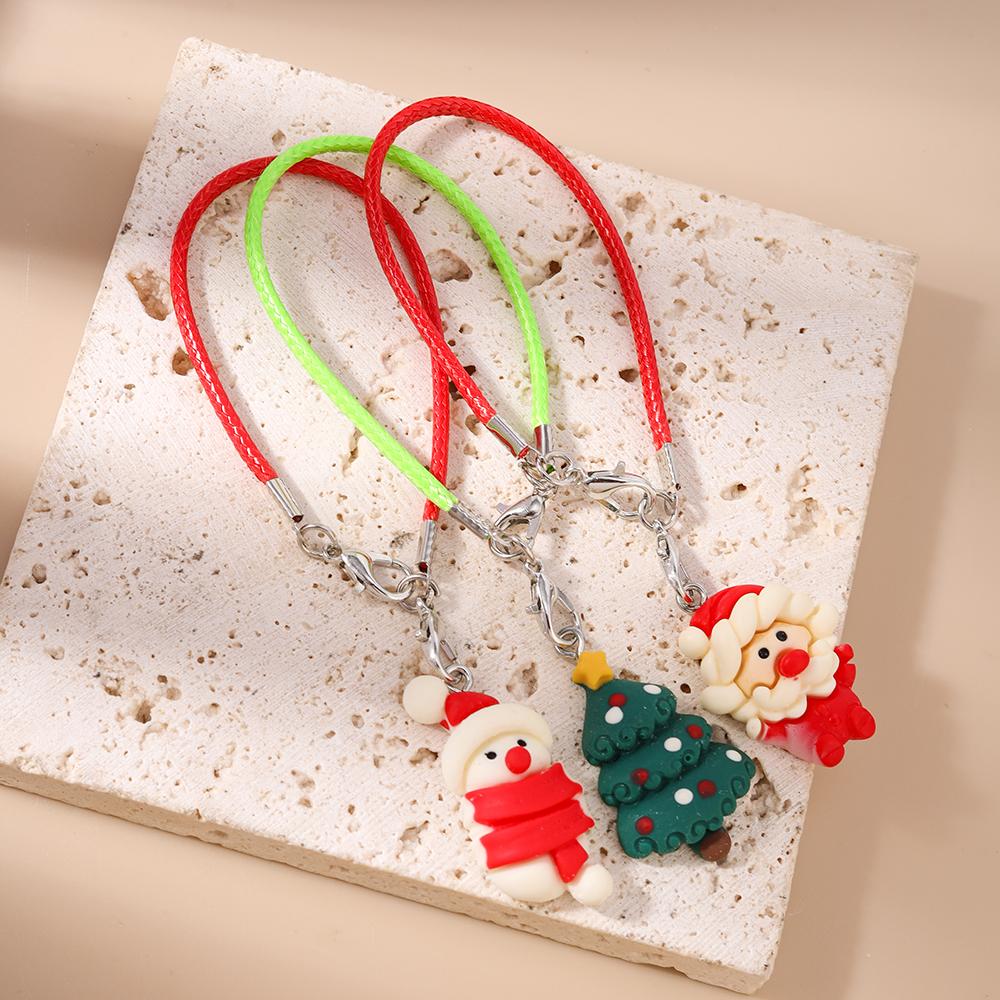 3pcs Cute Resin 3D Christmas Tree Snowman Phone Chain Women Girls Phone Strap DIY Keychain Pendants Mobile Lanyard Jewelry Gift