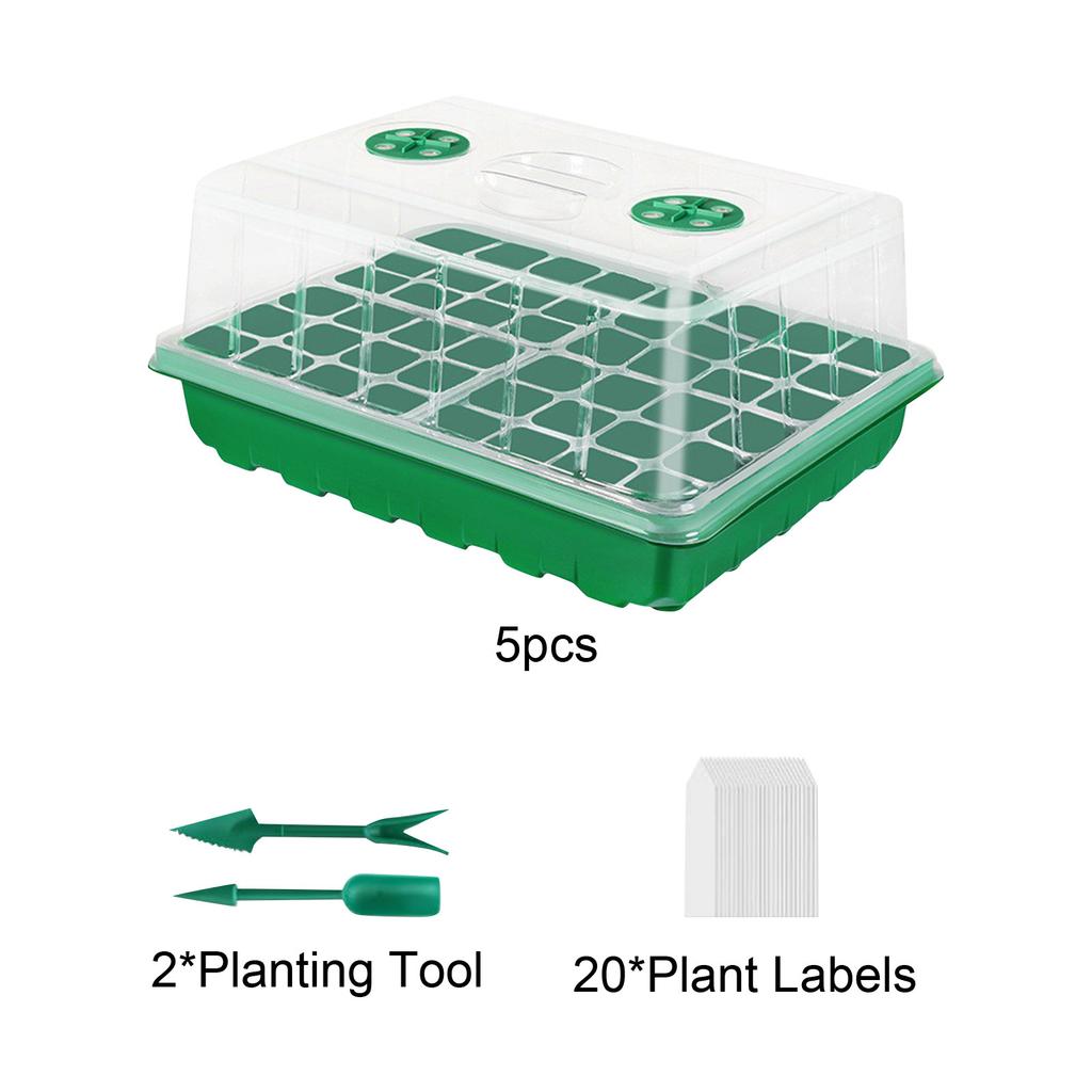 Pacote de 5 Bandejas de 240 Células para Início de Sementes com Cúpula de Humidade, Bandejas para Início de Sementes para Início de Plantio de Sementes, Bandejas de Germinação de Plantas