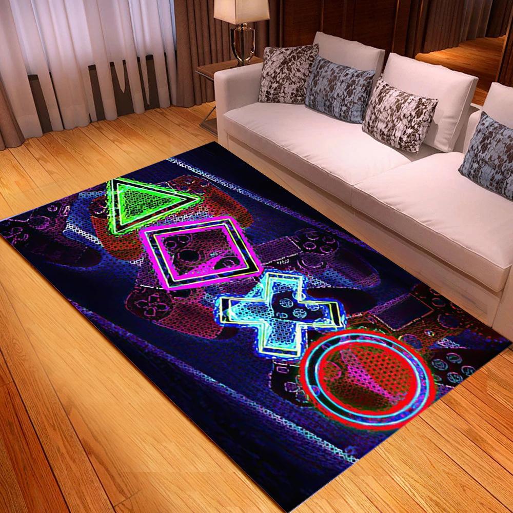 Gamepad Symbol Carpet for Gaming Rooms Bedroom Living Room Decor Non-slip Carpets Machine Washable Floor Mats Area Rugs
