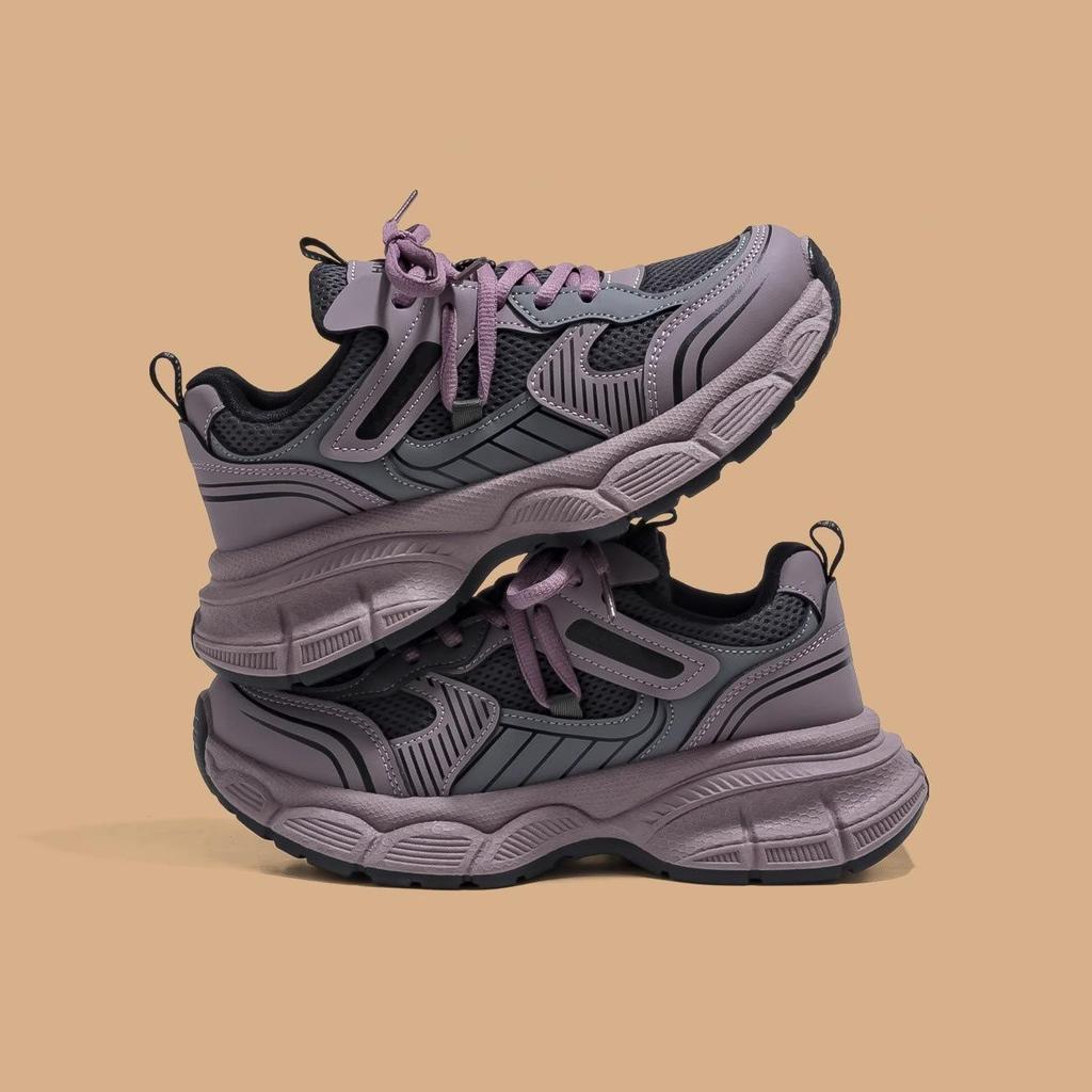 Women's Korean-Style Purple Dad Sneakers - Autumn 2025 Collection, Thick Sole, Versatile & Stylish