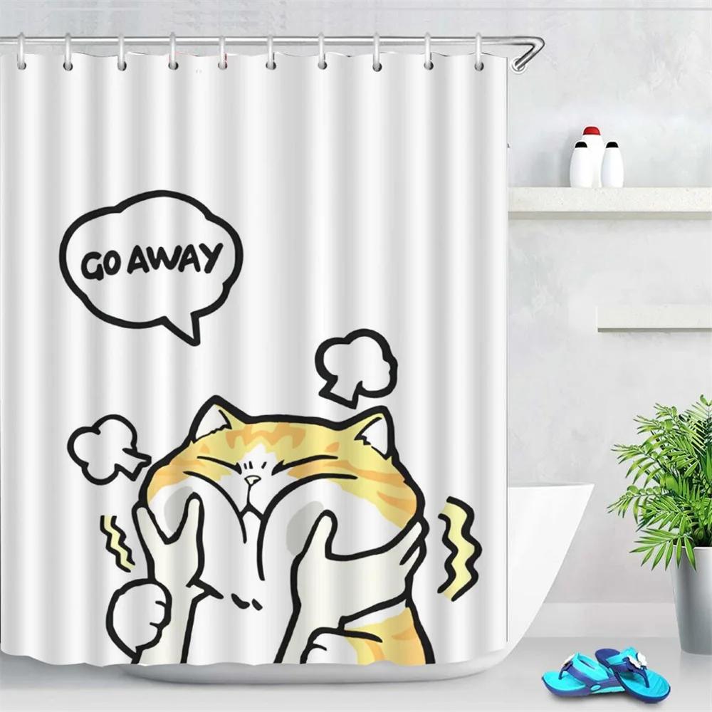 Anime Cute Duck Printed Shower Curtain Cartoon for Bath Waterproof Bathroom Curtain Durable Bath Screen Bathroom Decor Hooks
