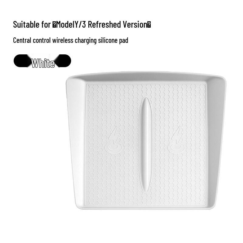 Tesla Car Center Console Silicone Coaster & Wireless Charger Cup Holder Storage Box