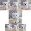 Adorable White Bichon Frise Plush Dog Toy With Cute Gray Pearl Puppy Design
