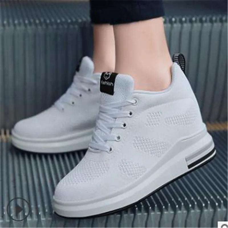 Comemore Women'S Casual Shoes Light Height Increase Sports Jogging Platform High White Sneakers For Women Spring Ladies Running