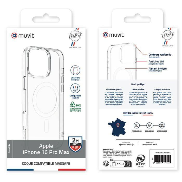Coque Transparente Recyclée MagSafe Antichoc 2 mètres pour iPhone 16 Pro Max - Origine France Garantie