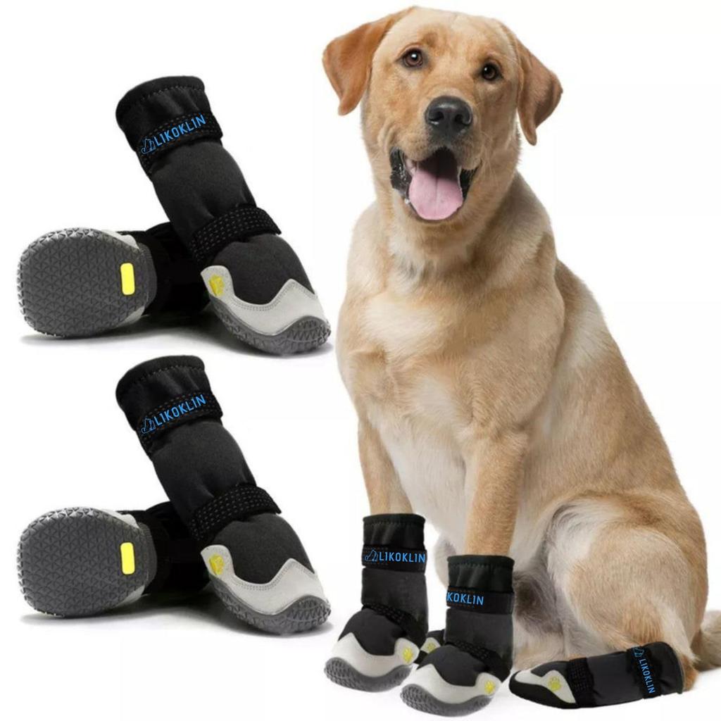 LIKOKLIN Dog Dog Dog Not Dog Paw Dog Dog Dog Rubber Walking Your Rainy Large Dog Scratch Dirt On Paw Licking Reflective Pack of 4 of Boots, Shoes,