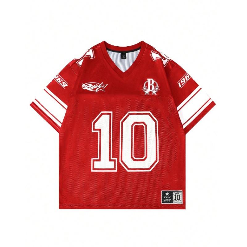 2025 New Men's and Women's Loose T-shirt Comfortable Sports Plus No. 10 Jersey Street Sports Short Sleeves Moto