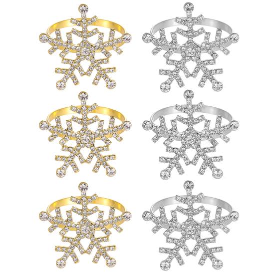 1/2/6Pcs Golden Metal Napkin Ring Faux Pearl Decor Snowflake Design Winter-themed Napkin Holders Weddings Parties Table Decor