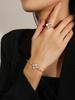 Geometric Pattern Fashion Jewelry Set - Gold Plated Brass with Zircon Crystal & Rhinestone, Necklace Bracelet Earrings Trio