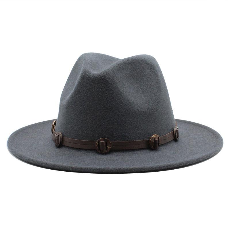 Woolen Top Hat Retro Flat-Brimmed Big Eaves Hat Minority Style Jazz Hat