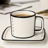 Black Rim Outline Cartoon Coffee Cup Ceramic Tea Mug Creative Comic Mug  for Daily Use