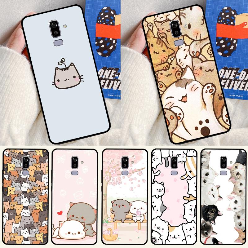 Cute Kawaii Cat Case For Samsung Galaxy J4 J6 Plus A6 A7 A8 A9 J8 2018 A3 A5 J1 2016 J3 J5 J7 2017 Cover
