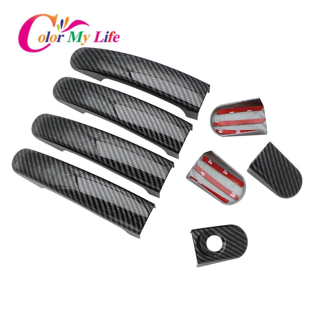 Carbon Fiber Door Handle Cover for Ford Focus 2 MK2 2005 - 2011 Focus 3 MK3 2012 - 2018 Car Door Handles Sequins Sticker