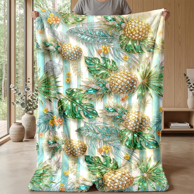 Pineapple Tropical Fantasy Theme blanket Lightweight Warm Flannel Blanket Decorative Throw Blanket for Home Decoration