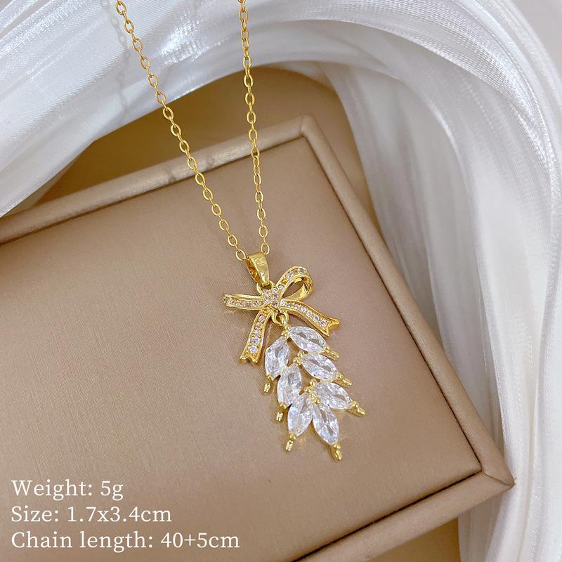 Multi-Element Style Copper Micro-Inlaid Necklace Combination Female Real Gold Electroplated Exquisite Collarbone Chain