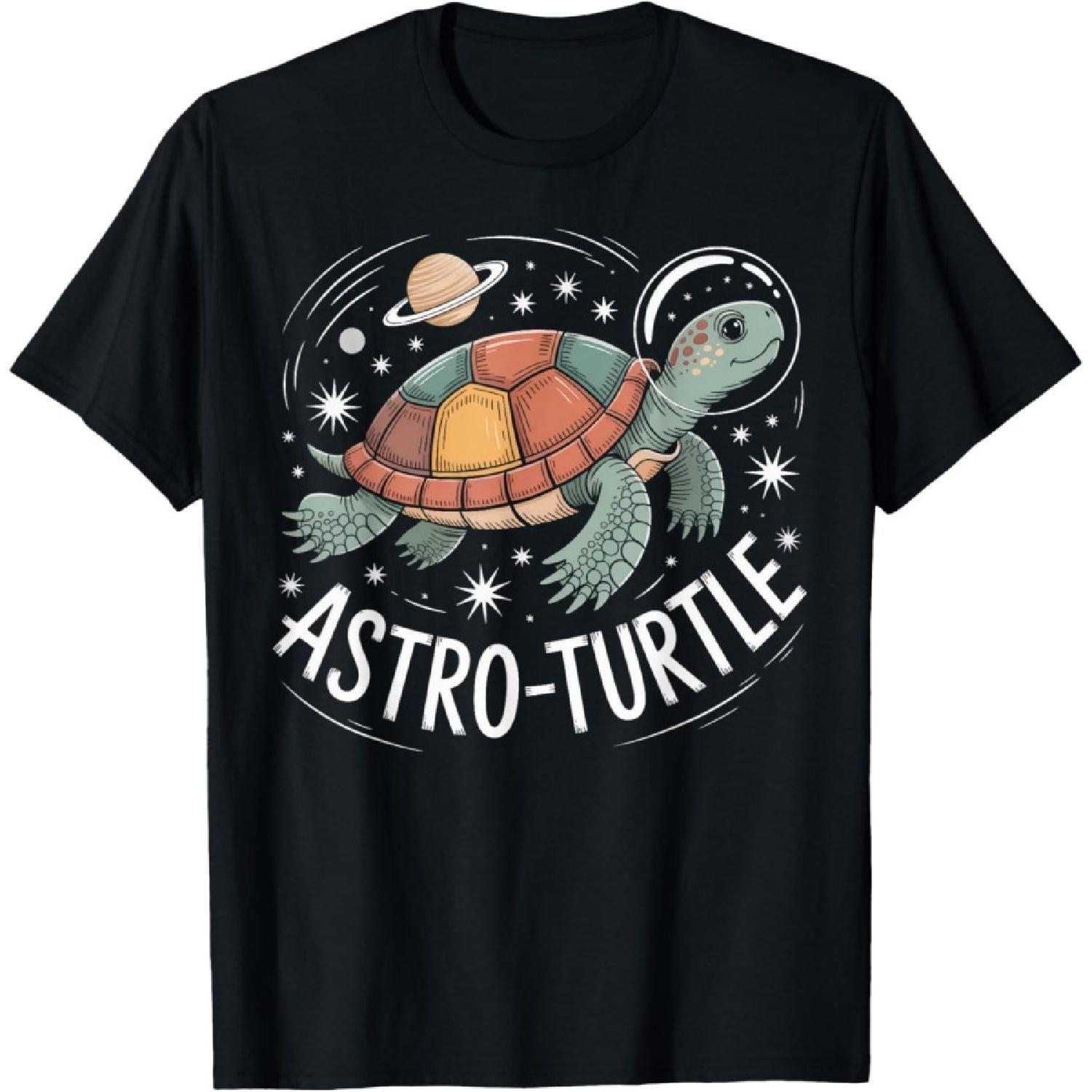 Astro-Turtle Floating in Space Cute Astronaut Turtle T-Shirt S