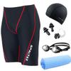 Spartax Competition Swimsuit Includes Swim and Earplugs Black X Men's 6-Piece Set, Swimwear, Chamois, Goggles, Cap, (M, Red)