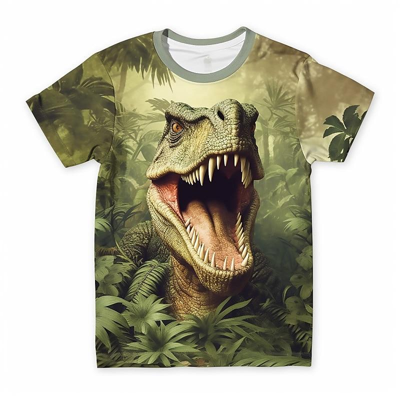 Christmas Boys 3D Dinosaur Tee Shirts Short Sleeve 3D Print Summer Spring Active Sports Fashion Kids 3-12