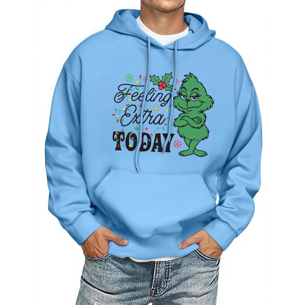 Men's Print Hooded Sweatshirt Long-Sleeve Casual Pullover Hoodie Hooded Sweatshirt