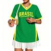 Women's V-Neck Short Sleeve Soccer Top | Mexico Fashion Top for Soccer Games, Casual Wear, Outdoor Sports