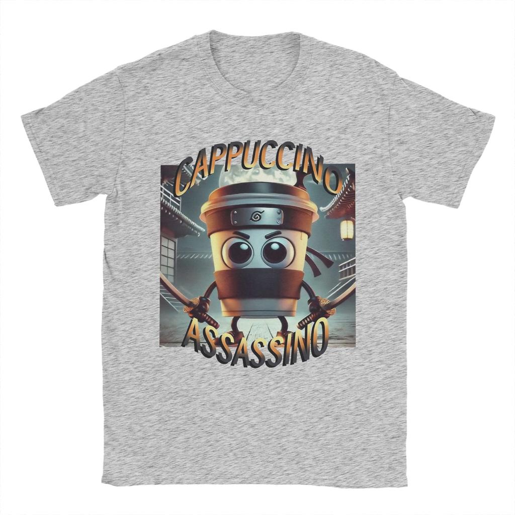 Herren Cappuccino Assassino Italienischer Hirnrot T-Shirt 100% Baumwolle Vintage Kurzarm Rundhals T-Shirt Erwachsene T-Shirts