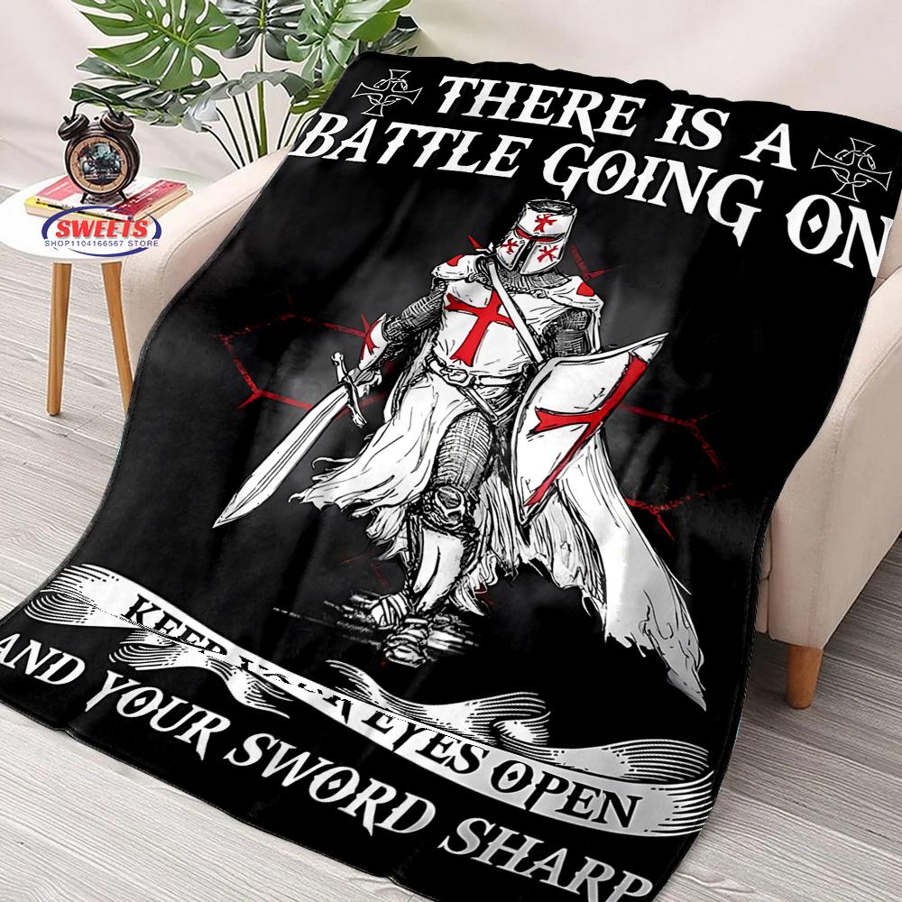Crusade Cross Templar Knight 3D Printed Flannel Blanket for Bed Bedroom Sofa Picnic Throw Blanket for Cover Outdoor Leisure Nap