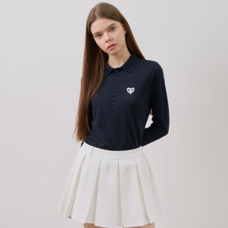 Goxo Basic Pique T shirT Smile hearT Navy