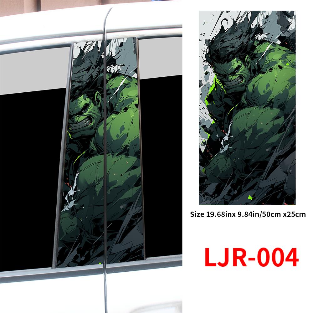 Green Film Hulk Anime Car Sticker Auto B-pillar Cartoon Funny Sunscreen DIY Auto Center Column Cover Scratches Decor Accessories