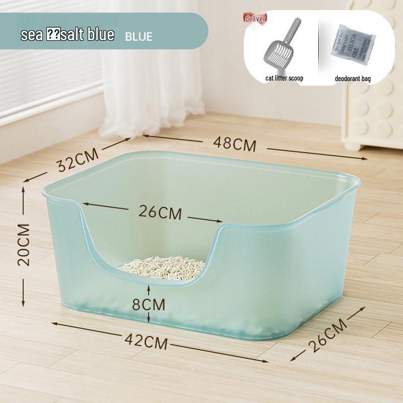 Litier deschis pentru pisici, foarte mare, rezistentă la stropire, cu deodorant