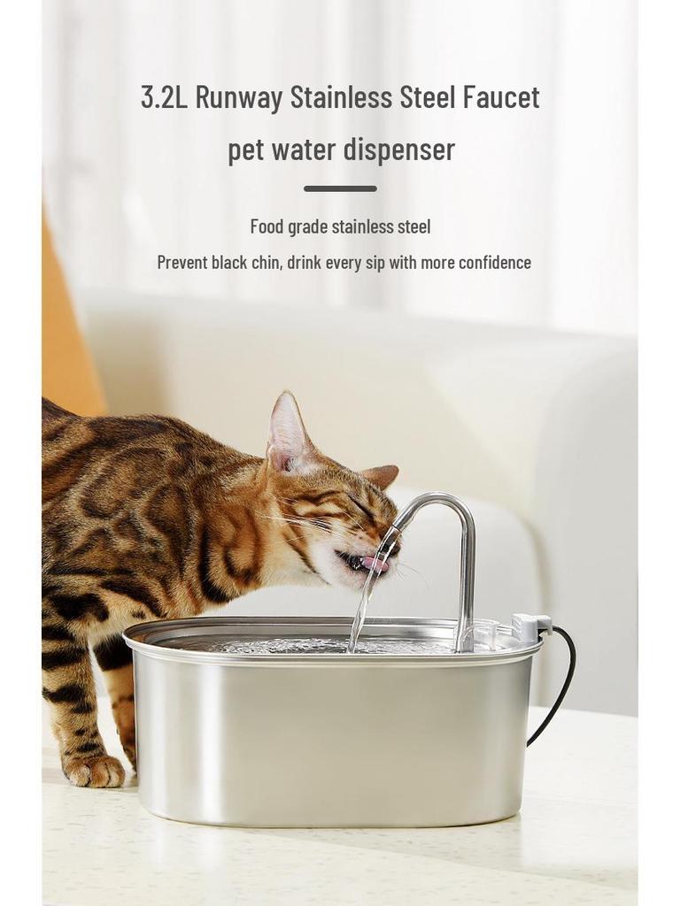 3.2L Stainless Steel Automatic Pet Water Fountain for Cats and Dogs