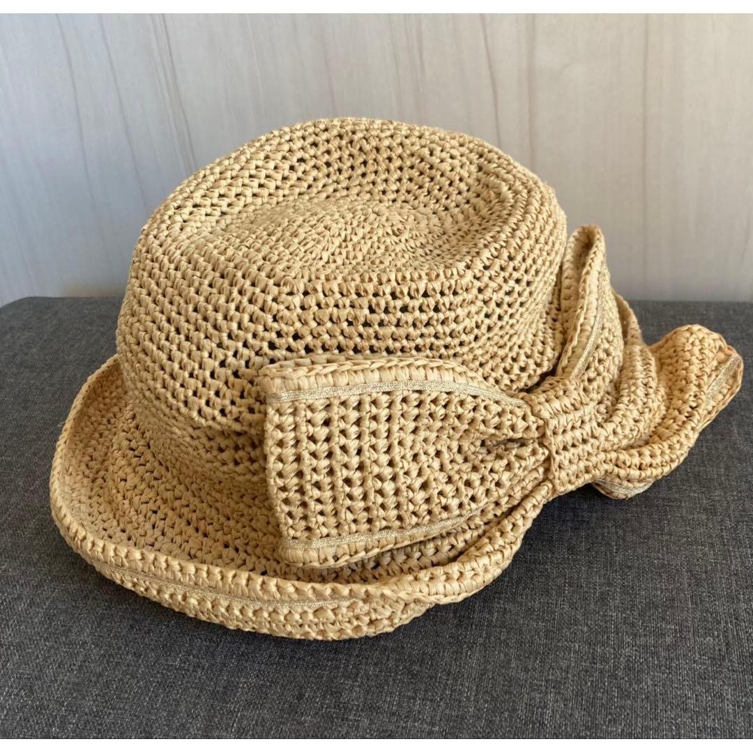 Used Paper hat straw hat with ribbon