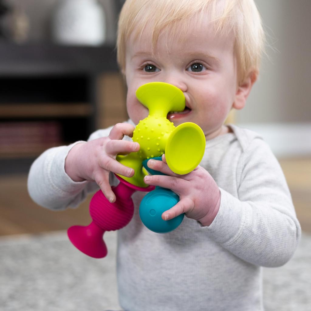 Fat Brain Toys Pip Squigs Babyspielzeug Set mit 3 Saugknöpfen Authentisch (FA089-1)