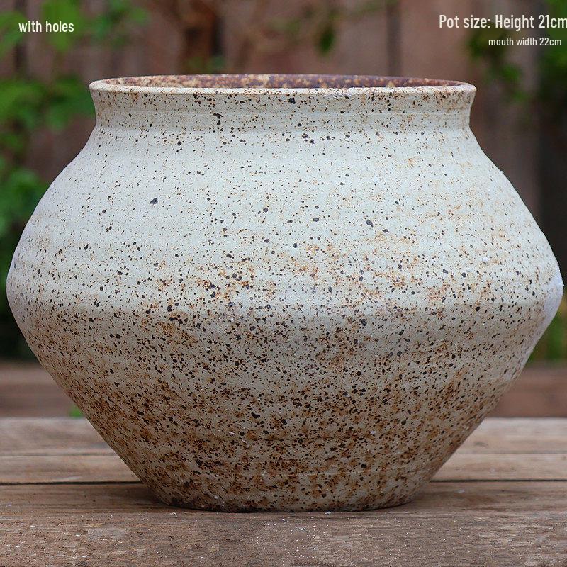 Large Retro Handmade Ceramic Planter for Succulents and Bougainvillea - Aged Coarse Pottery for Hotel and B&B Decor.