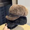 New Retro Splicing Octagonal Hat Women's Autumn and Winter Plush Warm Cap Autumn Winter Fashion Accessory Beret Cap for Women