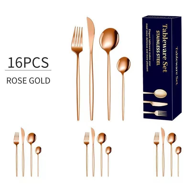 16Pcs Stainless Steel Cutlery Set Cutlery Set Mirror Polished Tableware Western Tableware, Suitable for Hotel Parties.