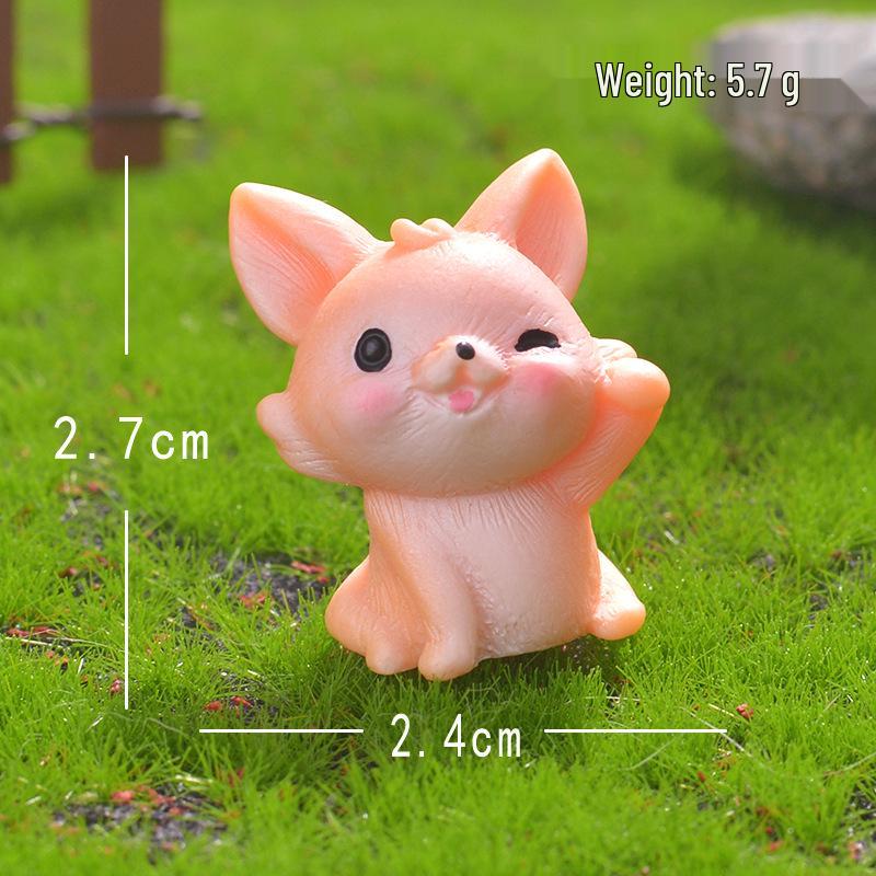 Miniature Fox Figurine for Garden Landscaping, Resin Animal Ornament, Cartoon-Style Decor.