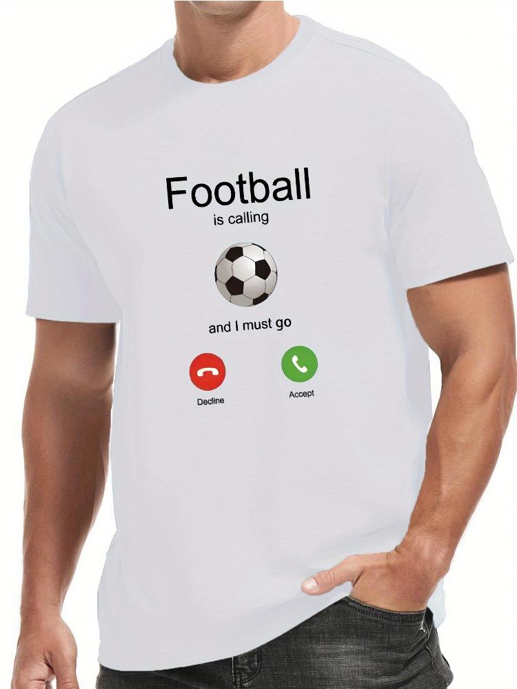 Unisex White Crew Neck Tee Football Call Graphic Print Oversized Short Sleeve Unisexs Summer Streetwear Casual Daily Basic Wear Top