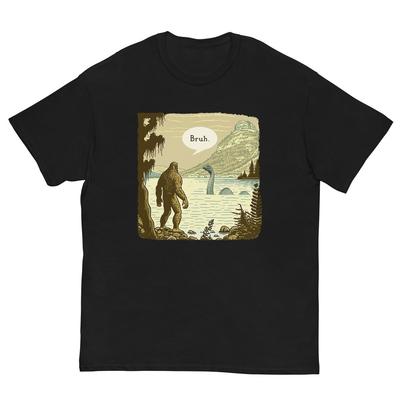 Maglietta Divertente Bigfoot Sasquatch Mostro di Loch Ness Introverso Bruh