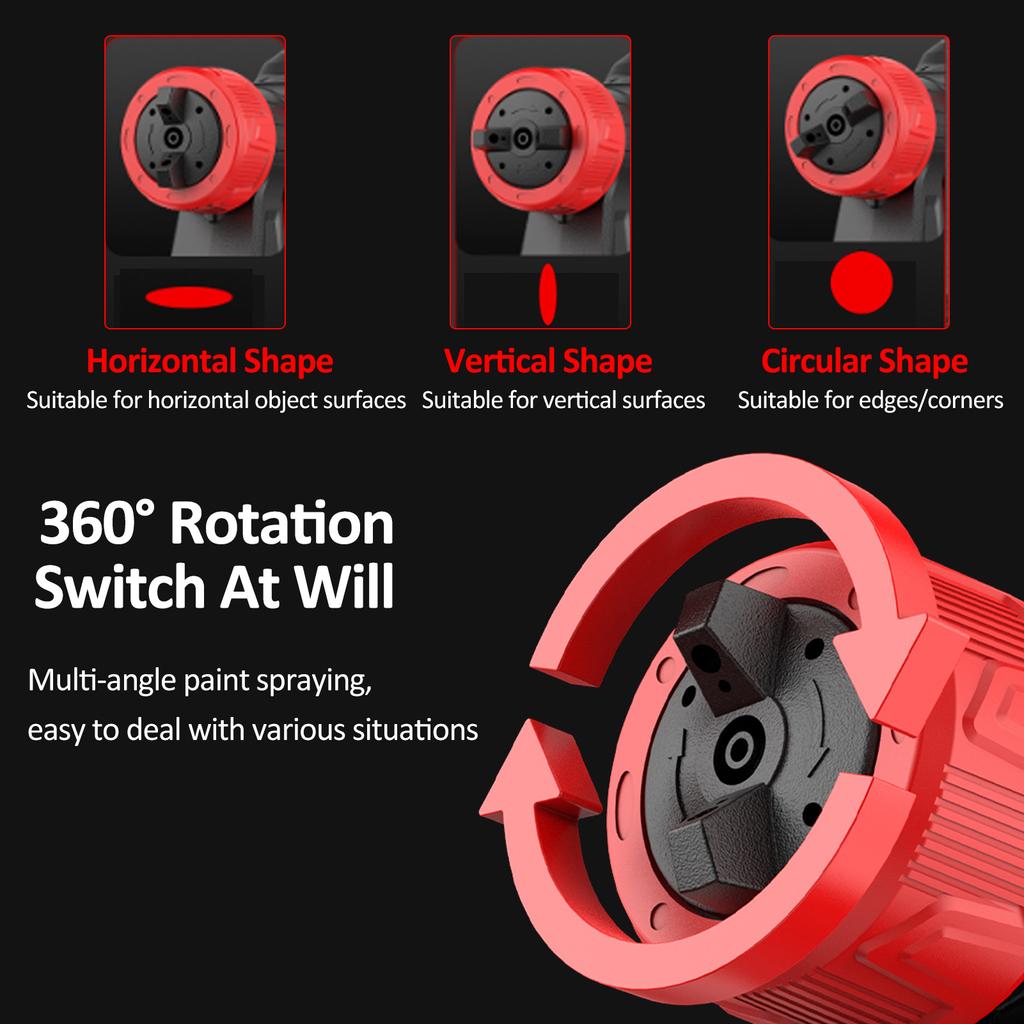 Electric Paint Sprayer with 2Pcs 21V 2.0Ah Batteries Spraying Machine with 4 Nozzle & 3 Spray