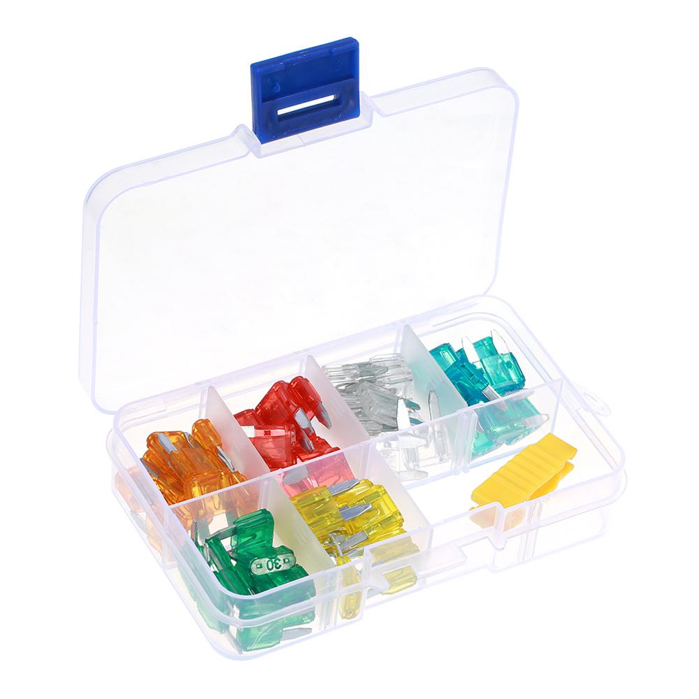 

60 шт. мини-лезвийные предохранители, набор предохранителей для автомобилей, грузовиков, с коробкой 5A, 10A, 15A, 20A, 25A, 30A