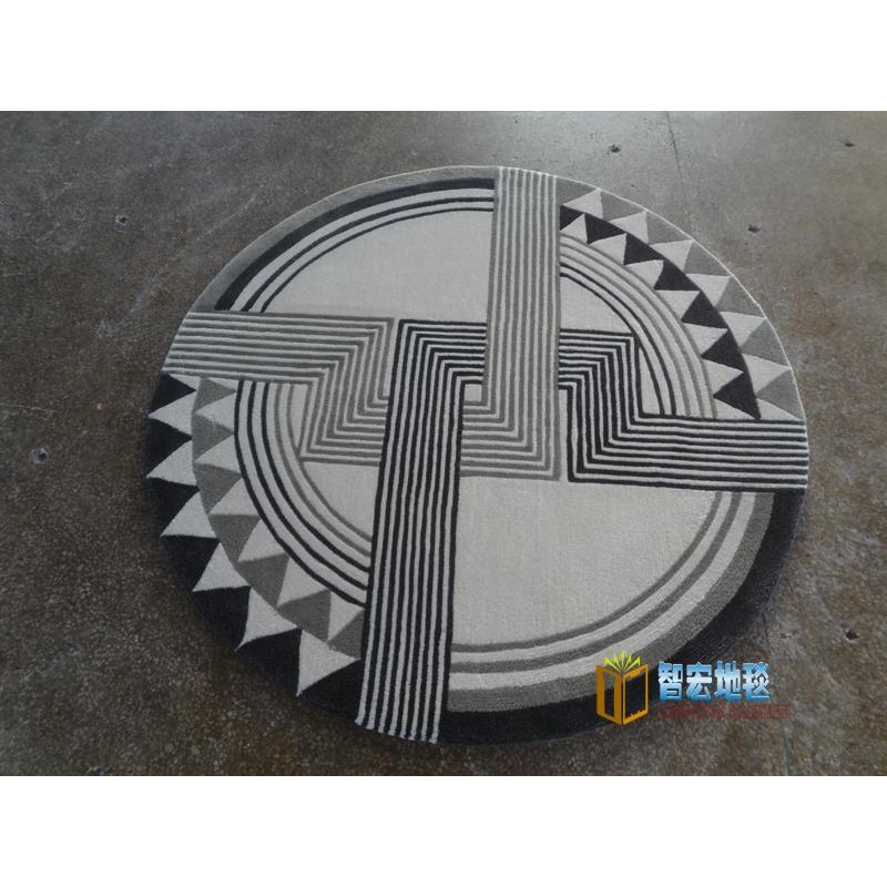 

Geometric Grid Circular Carpet Chinese Style Living Room Coffee Table Carpet Bedroom Entrance Carpet 120*120cm