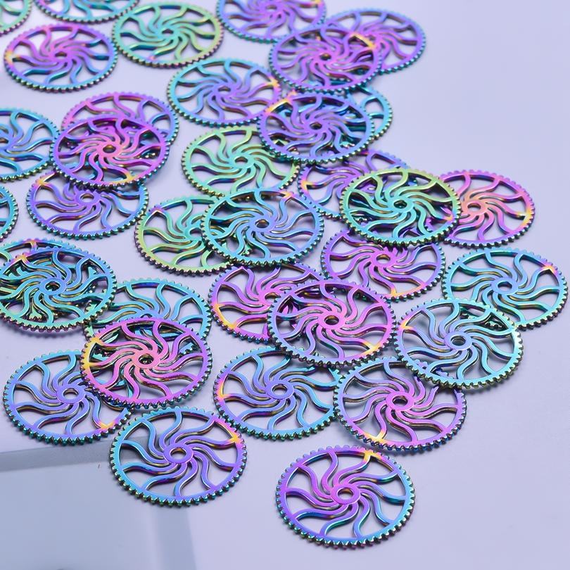 Rainbow Gear Charms For Jewelry Making Supplies Wholesale Items Round Steampunk Accessories DIY Necklace Earrings Component Gift