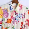 Floral Print Women Dress Turn-down Collar A-Line 45720 Sleeve Single-breasted Mid-Calf Shirt Dress