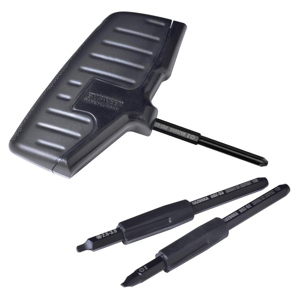 ENGINEER Screwsaurus Bazooka Screwdriver for Removing Flathead and Flathead Screws Stripped Phillips Head Screws Black [For (#2, 2.5-3mm Hex)] DBZ-55B