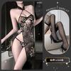 Sexy Underwear, Sexy Black Embroidery Halter Strap, Lace Split End Charm, Antique Breast-exposed Temptation Cheongsam