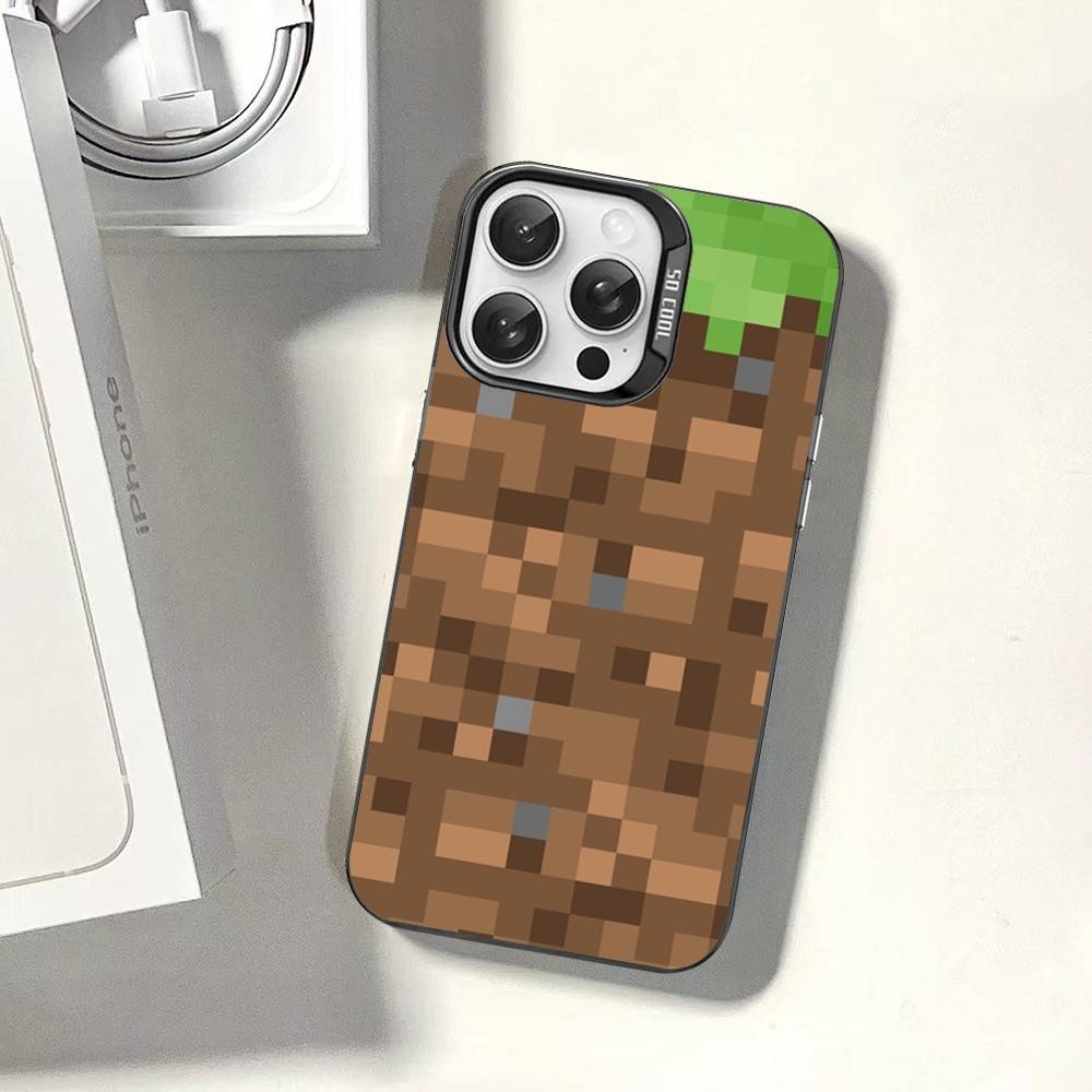 Game M-Minecraft Phone Case For IPhone 17 16 15 14 13 12 11 Pro Max Plus Color Silver Cover