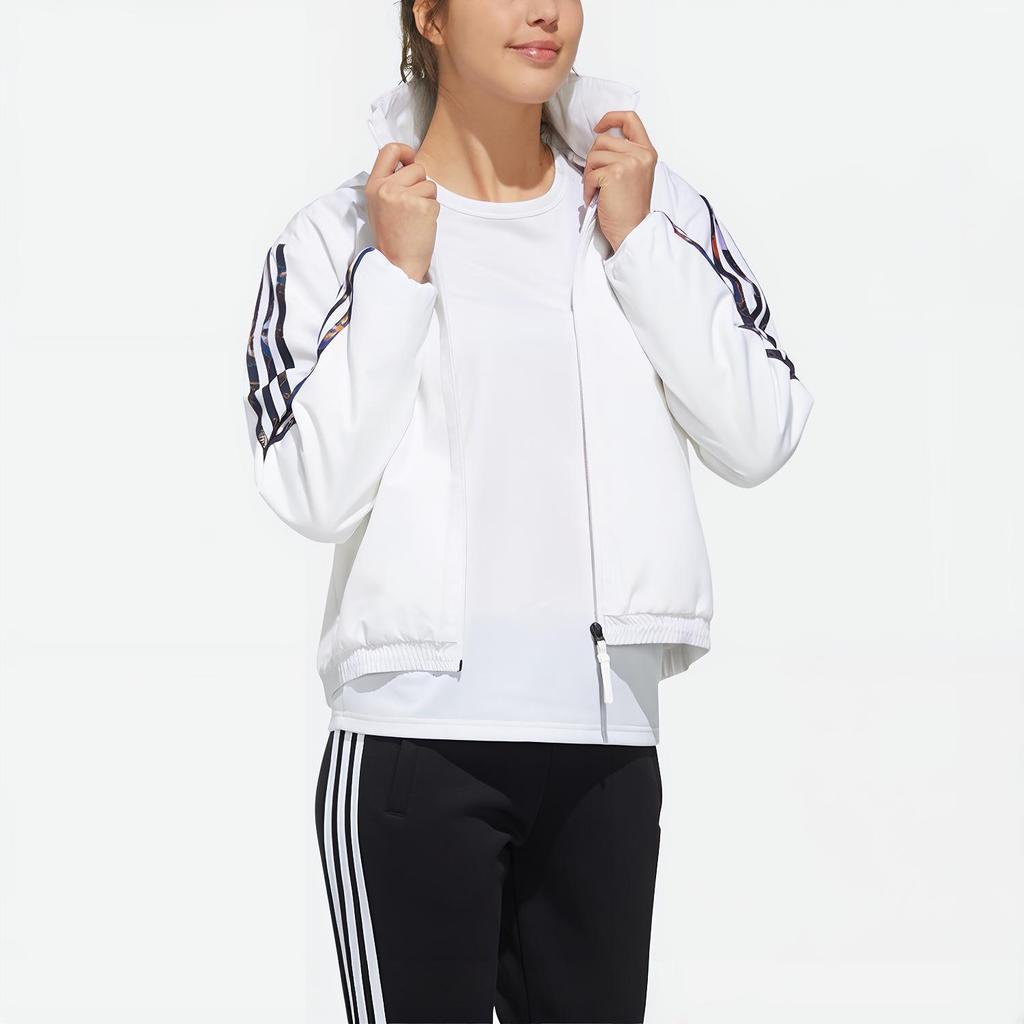 Adidas Printed Sports Hooded Fleece Jacket Women Jackets White GG0764