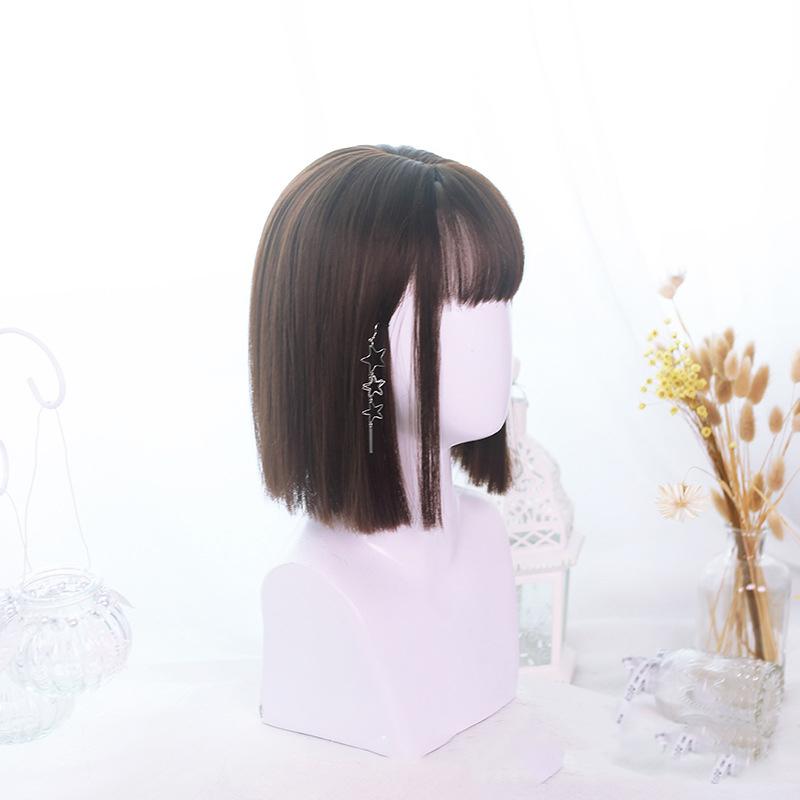 Bybrana Women's Bangs Straight Hair Cute Natural Synthetic Hair Daily Wear Personalized Wig